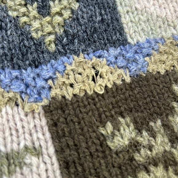 Nordic Design Wool Blend Cardigan Sweater Forest Patchwork Folkcore PM Petite - Picture 4 of 7